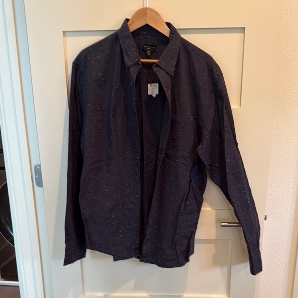 Men's Club Monaco XL Slim Fit Navy Blue Button Up Shirt